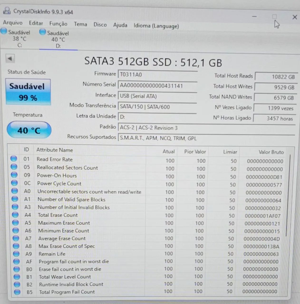 Ssd 512gb em perfeito estado - Foto 3