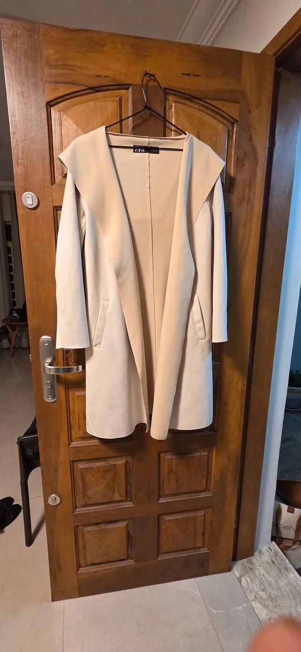 Sobretudo suede bege zara com capuz G - Foto 4