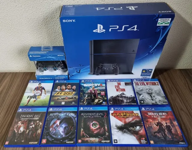 Porta jogos e controles PS4 (30 jogos e 2 controles)