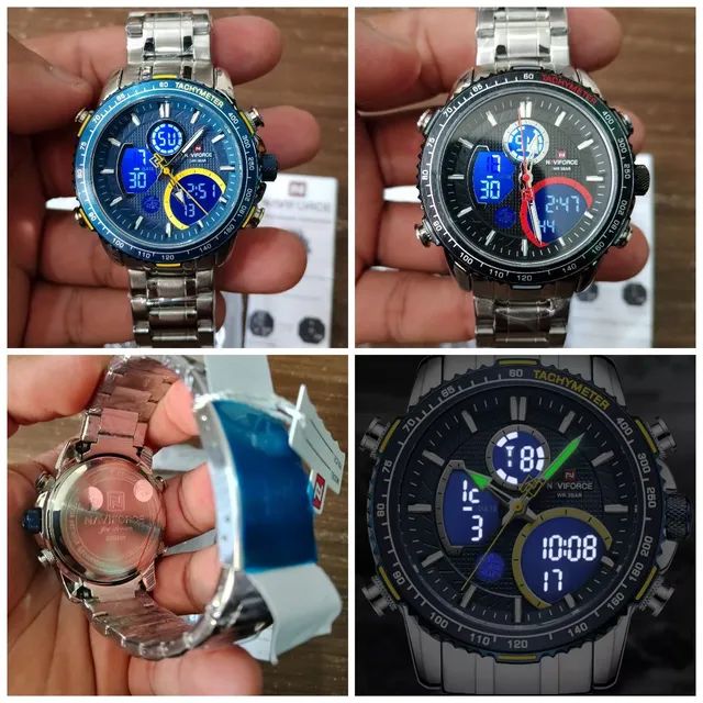 Relógio naviforce de aço inoxidável 