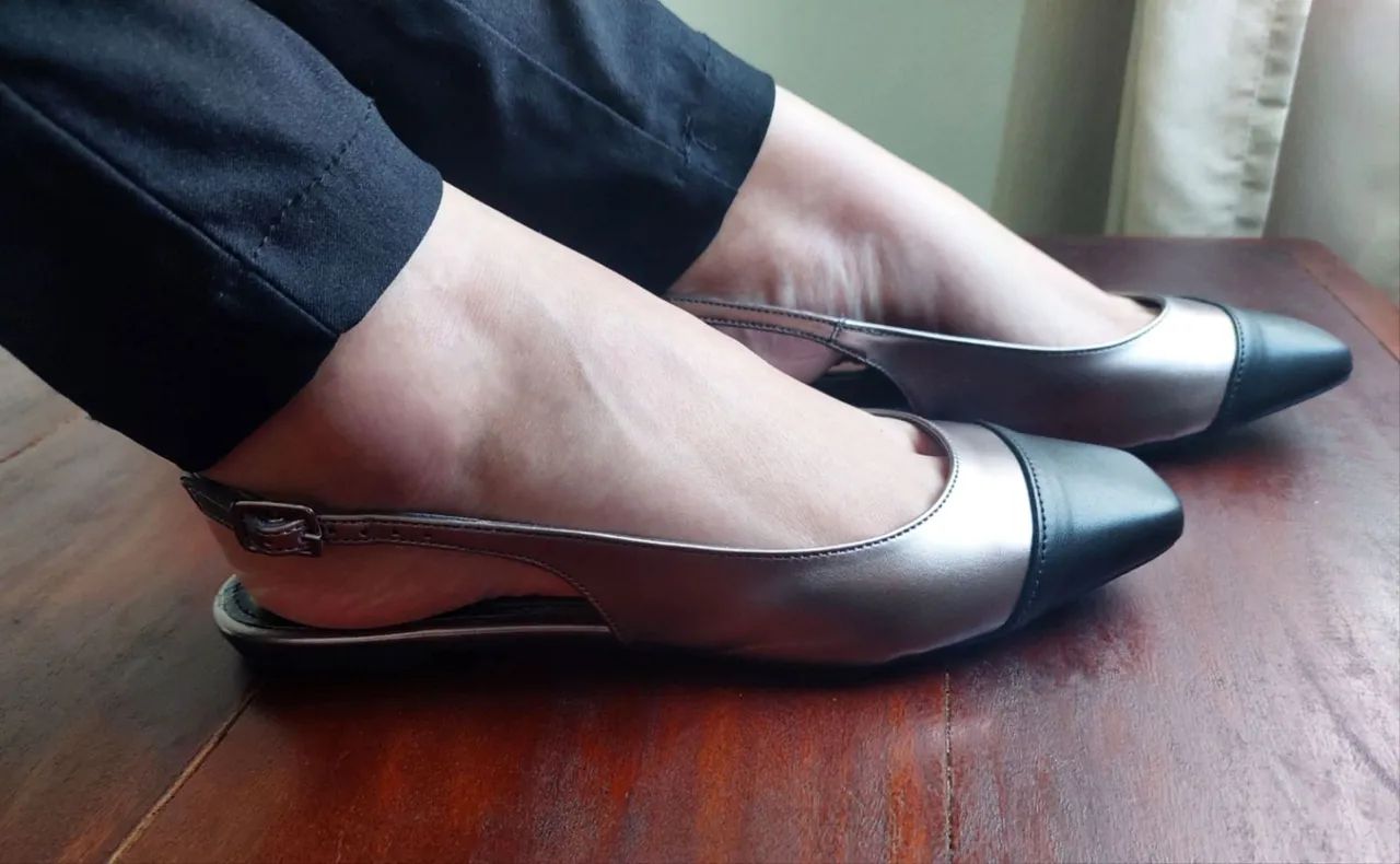 Slingback Prata e Preto - Frete Grátis Sorocaba e Votorantim - Foto 3