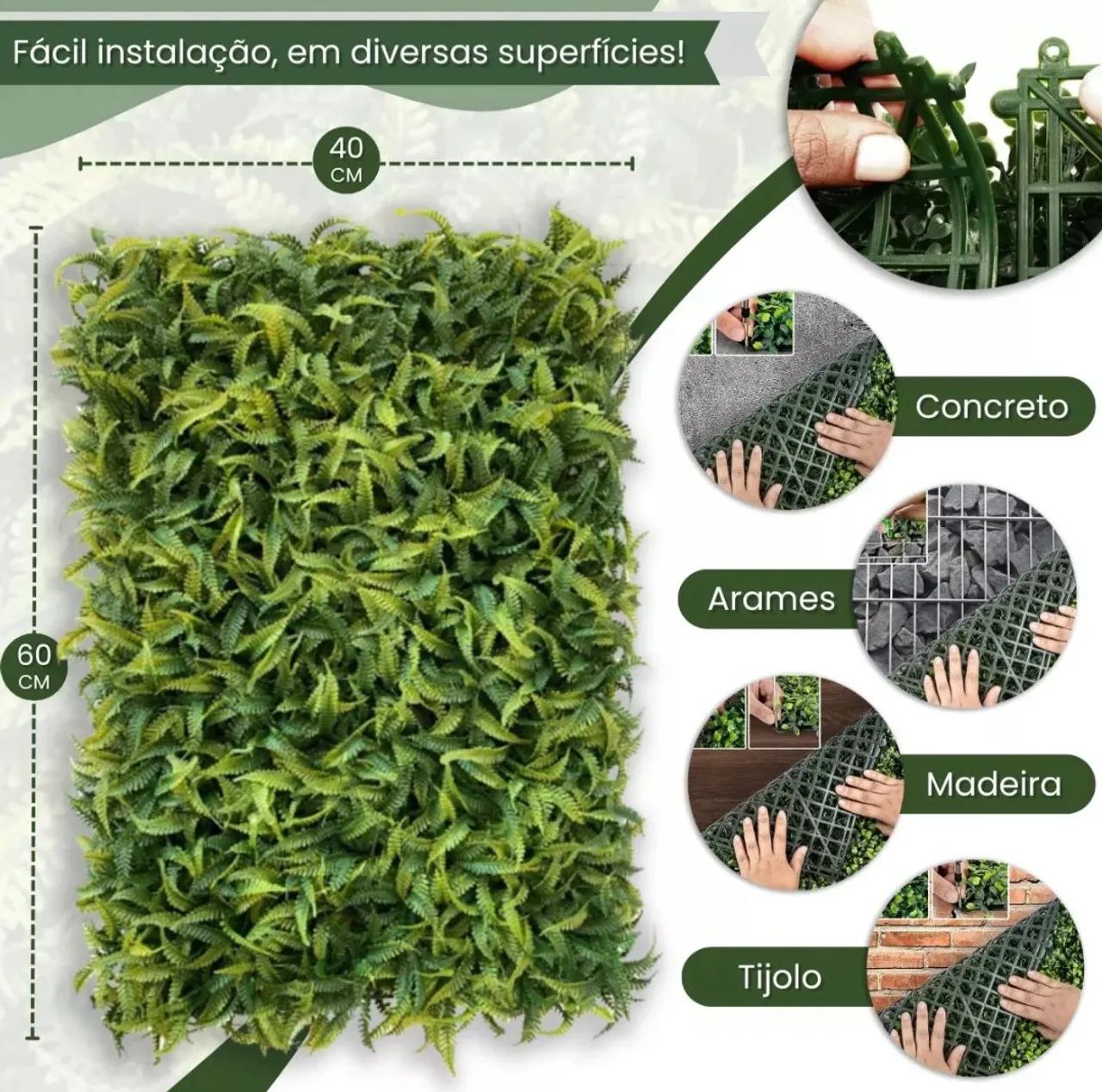 Parede Verde Artificial - Folhas de Samambaia - Foto 3
