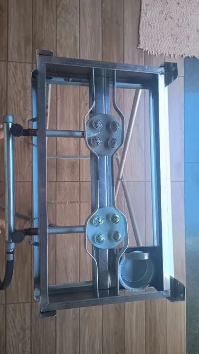 Fogão inox 2 boca com mesa para suporte e chapa de ferro - Foto 4