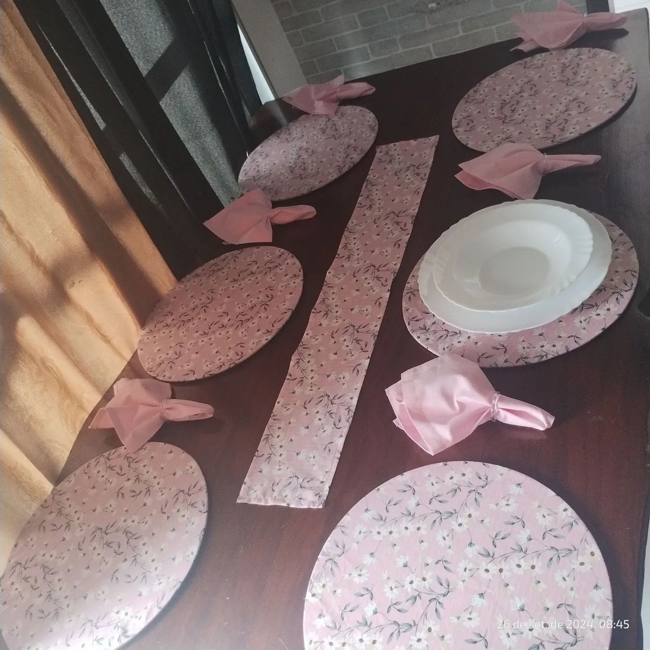 Jogo de mesa de Jantar Rosa