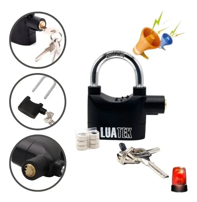 Cadeado com Alarme para Motos, Portões, Bicicleta, com 3 chaves côncavas e Bateria reserva - Foto 3