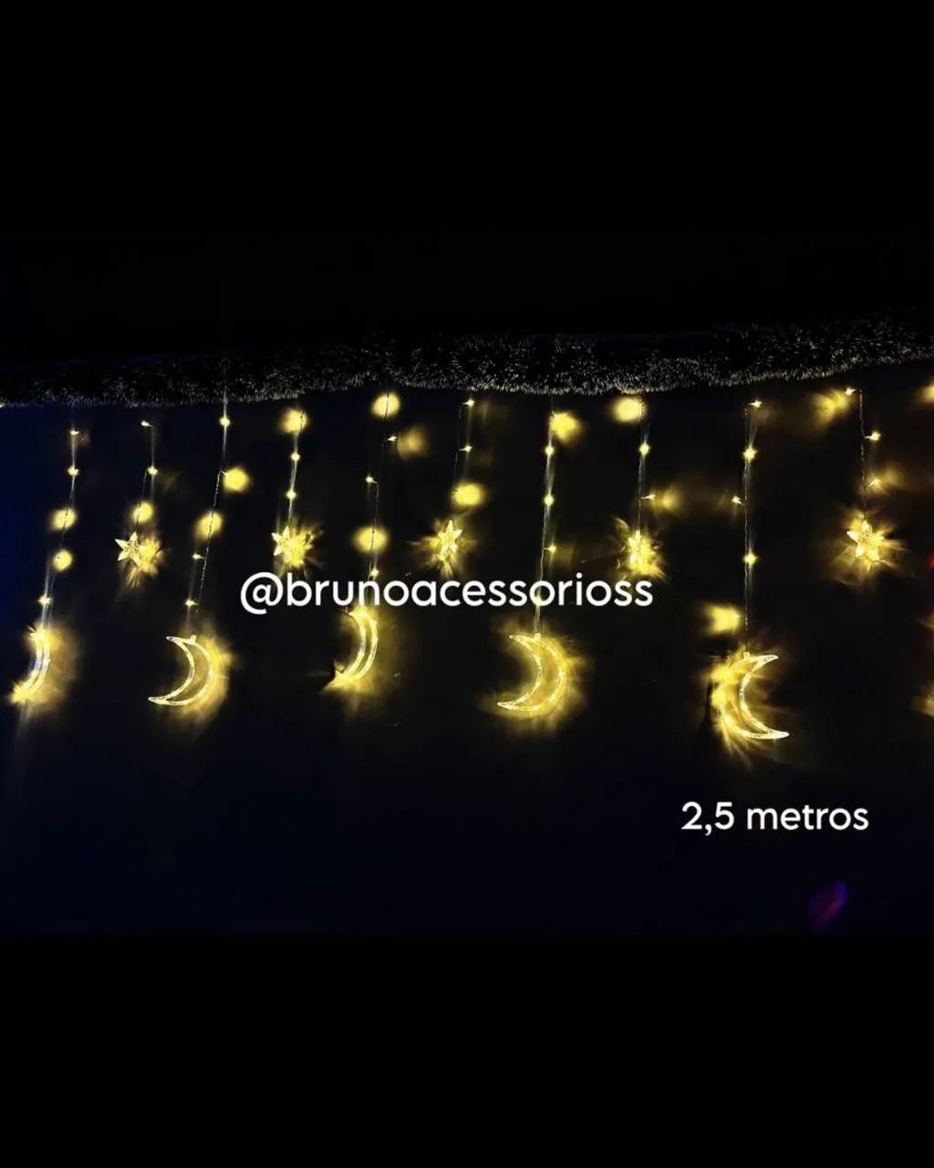 Cascata de led Estrela e Lua Branco  - Foto 4
