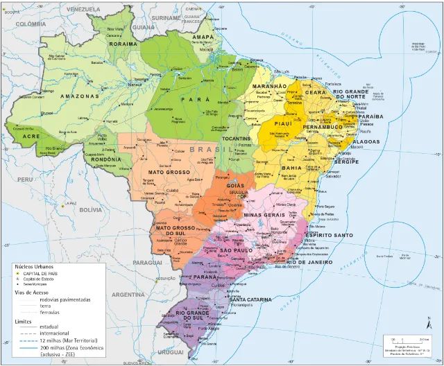 Mapa do Brasil IBGE impresso em Lona, adesivo ou adesivado em placa PVC, diversos tamanhos