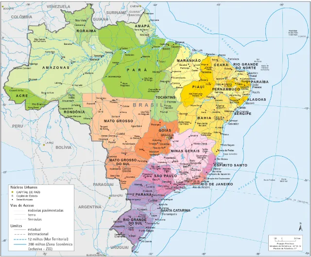 Mapa do Brasil IBGE impresso em Lona Tamanho 80x66cm