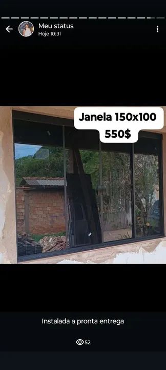 Janela de vidro 150x100 - Nova!