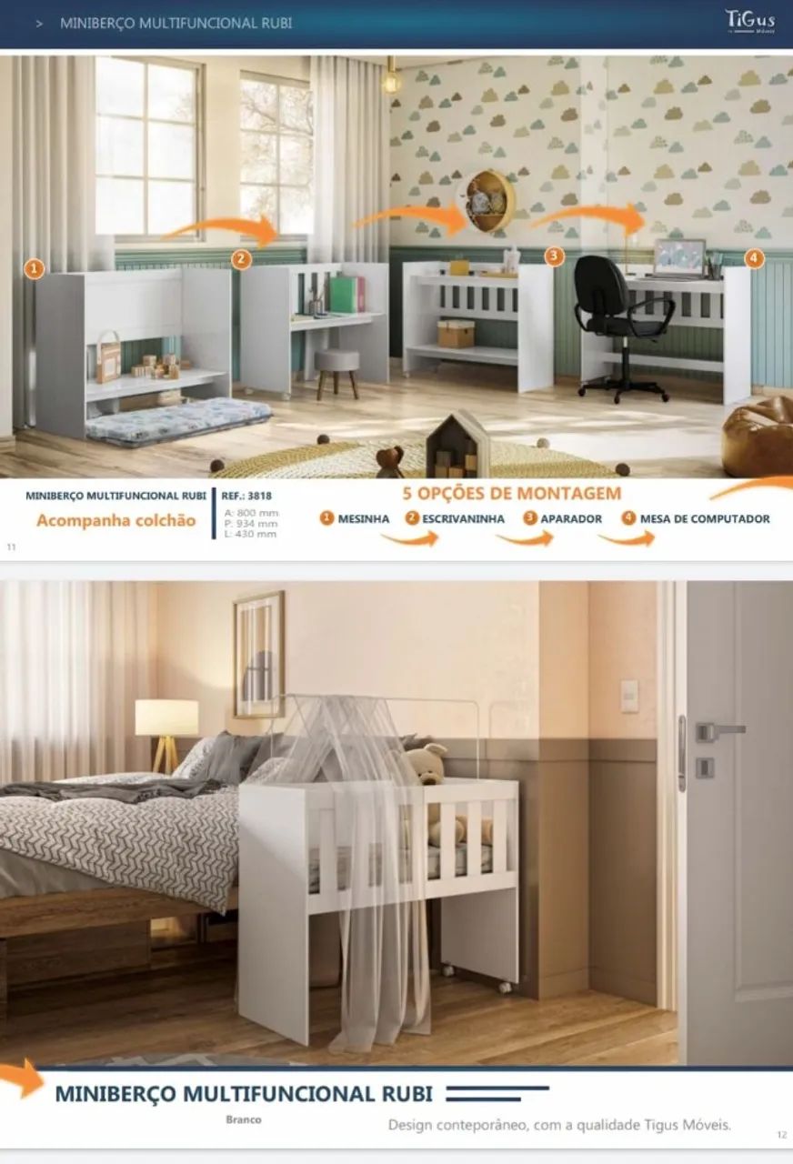 Mini berço Multifuncional Rubi 5x1 - Foto 2