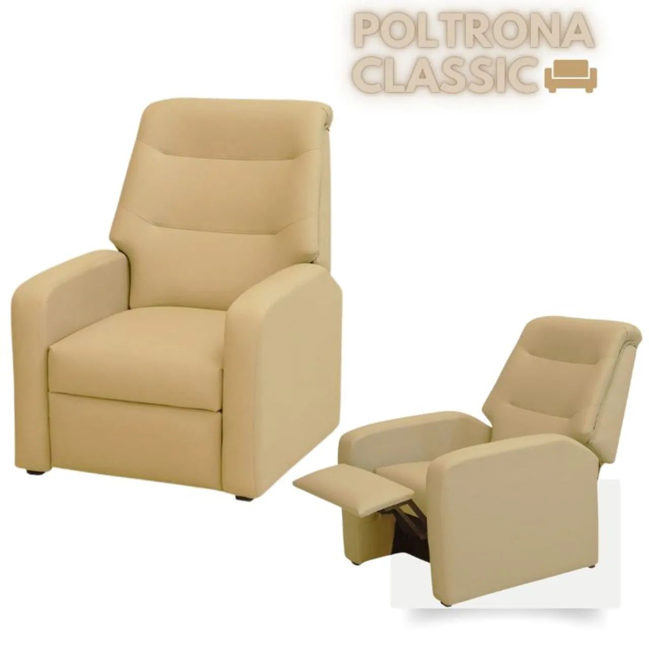 Poltrona Reclinavel MX Classic 1 Estagio Linho Bege 486 Matrix SR