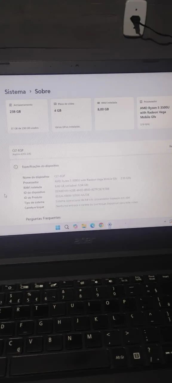 Notebook acer ryzen 5 com video integrado - Foto 2