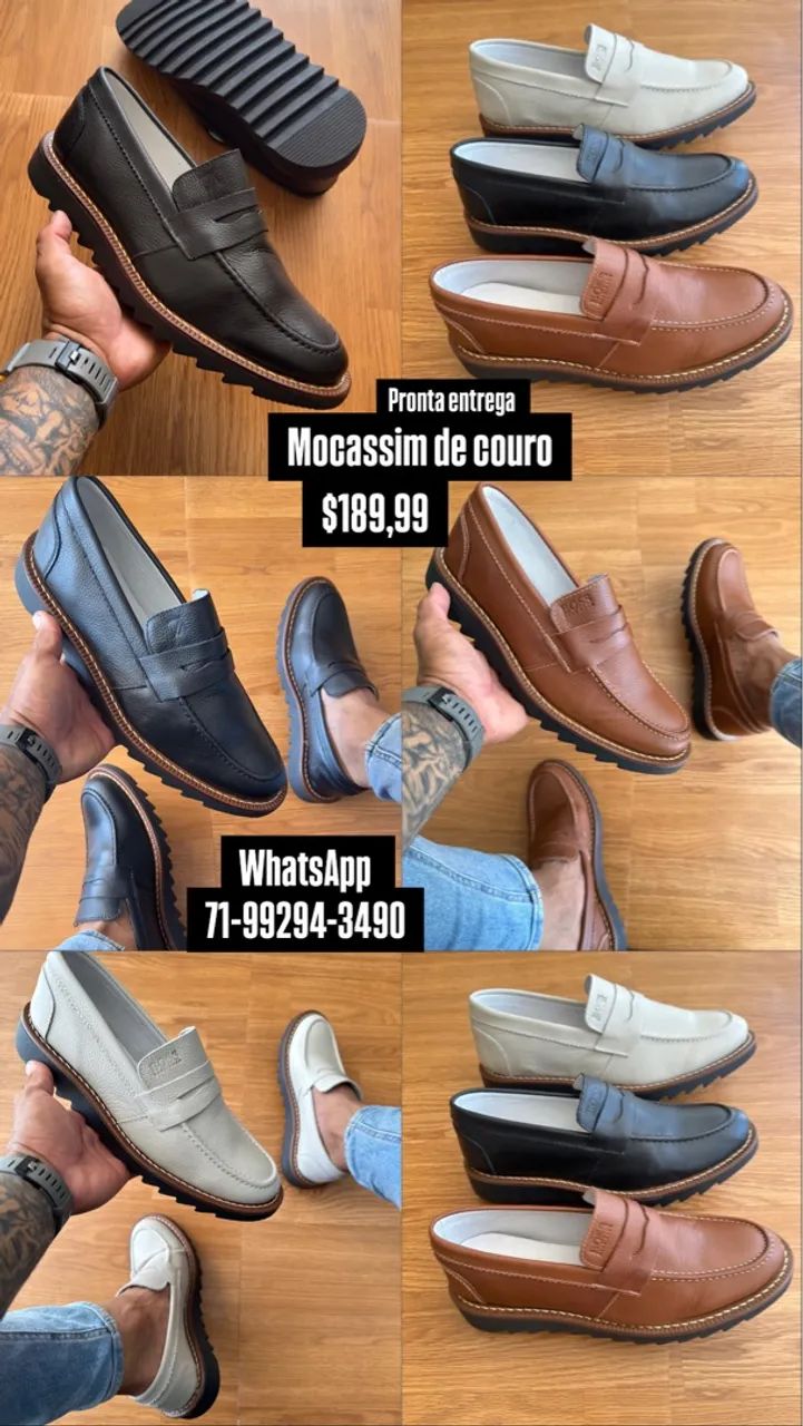 Mocassim de couro - várias cores LANÇAMENTO 