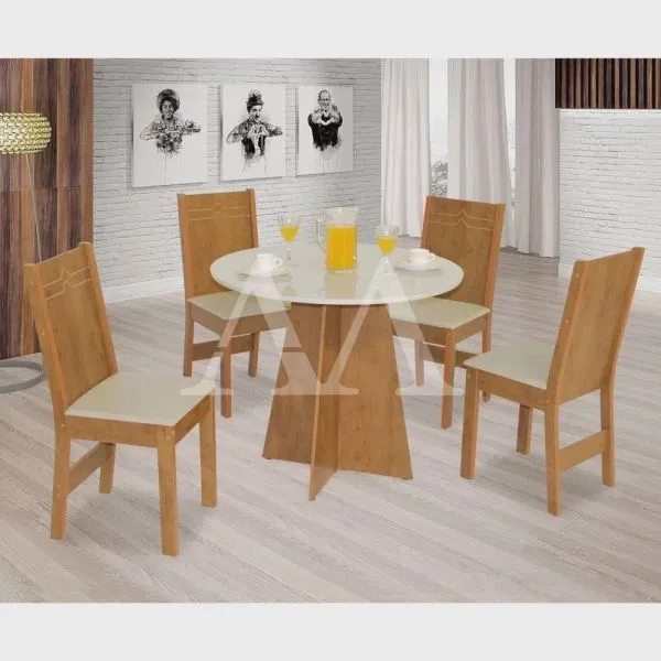 Mesa de Jantar Redonda 4 cadeiras