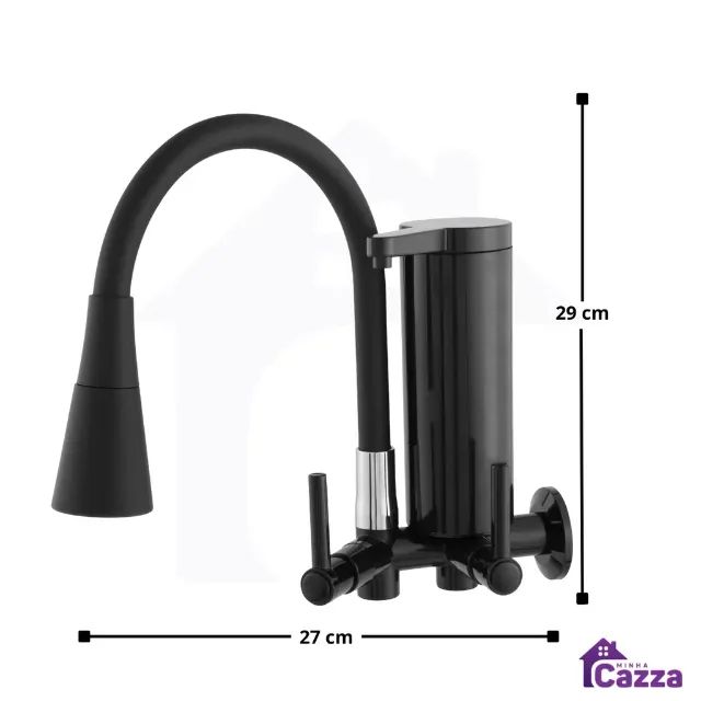 Torneira de Parede Gourmet Com Filtro Slim para Cozinha Preta  - Foto 4