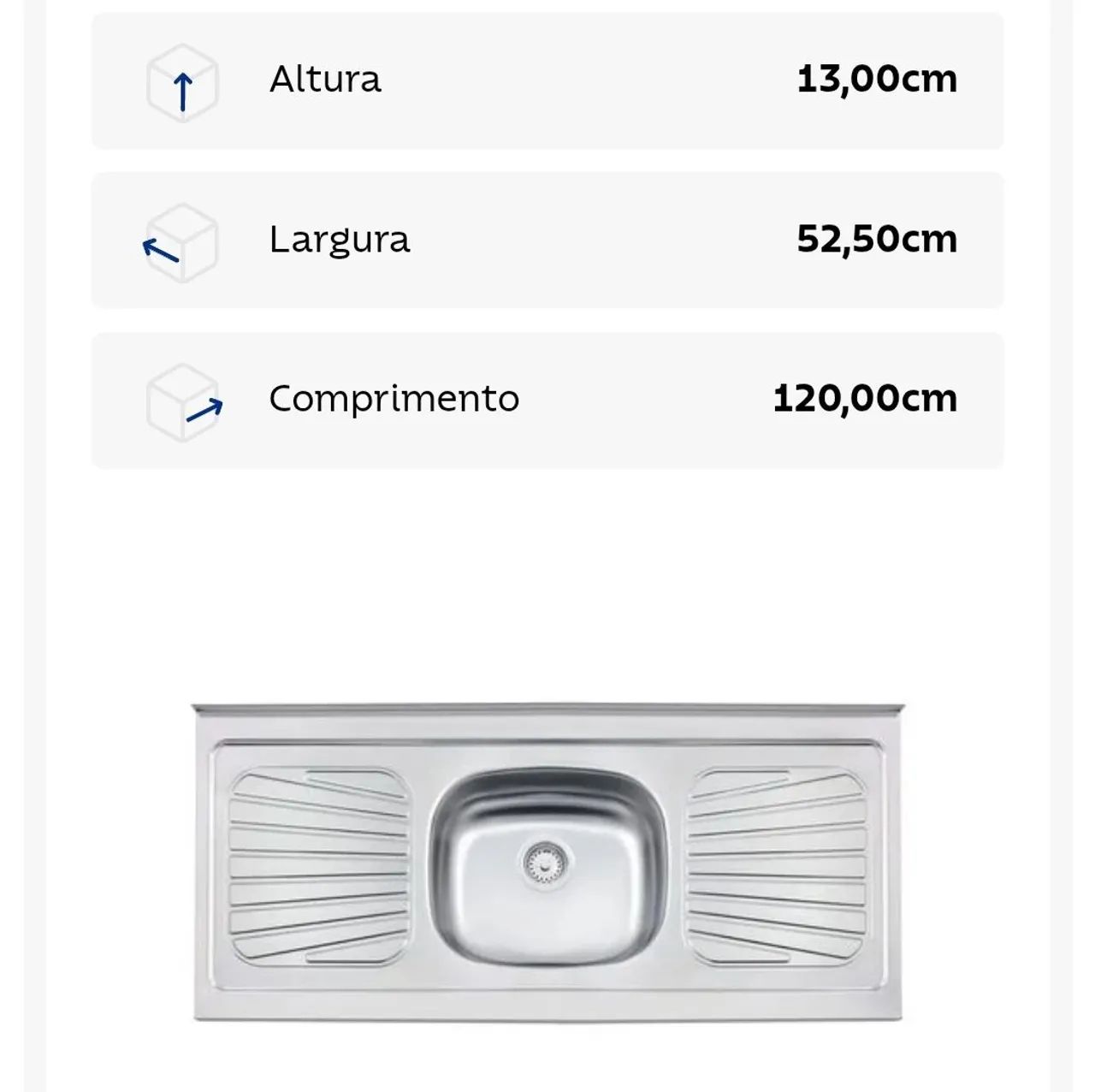 Pia de ApoioTramontina em Aço Inox 120x52 cm - Foto 3