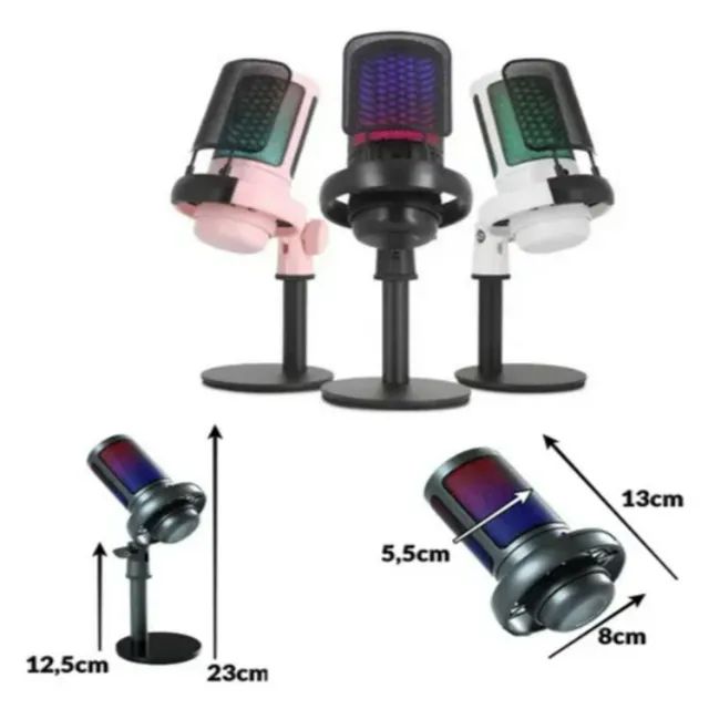 Microfone Condensador Gamer Led Rgb Usb Tipo C - Foto 3