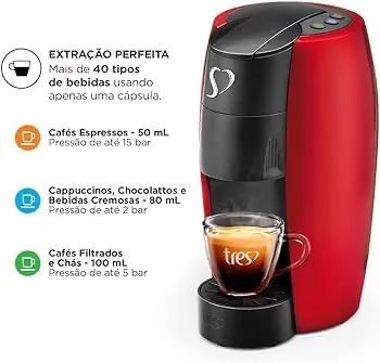 Cafeteira 3 corações Lov vermelha  - Foto 2