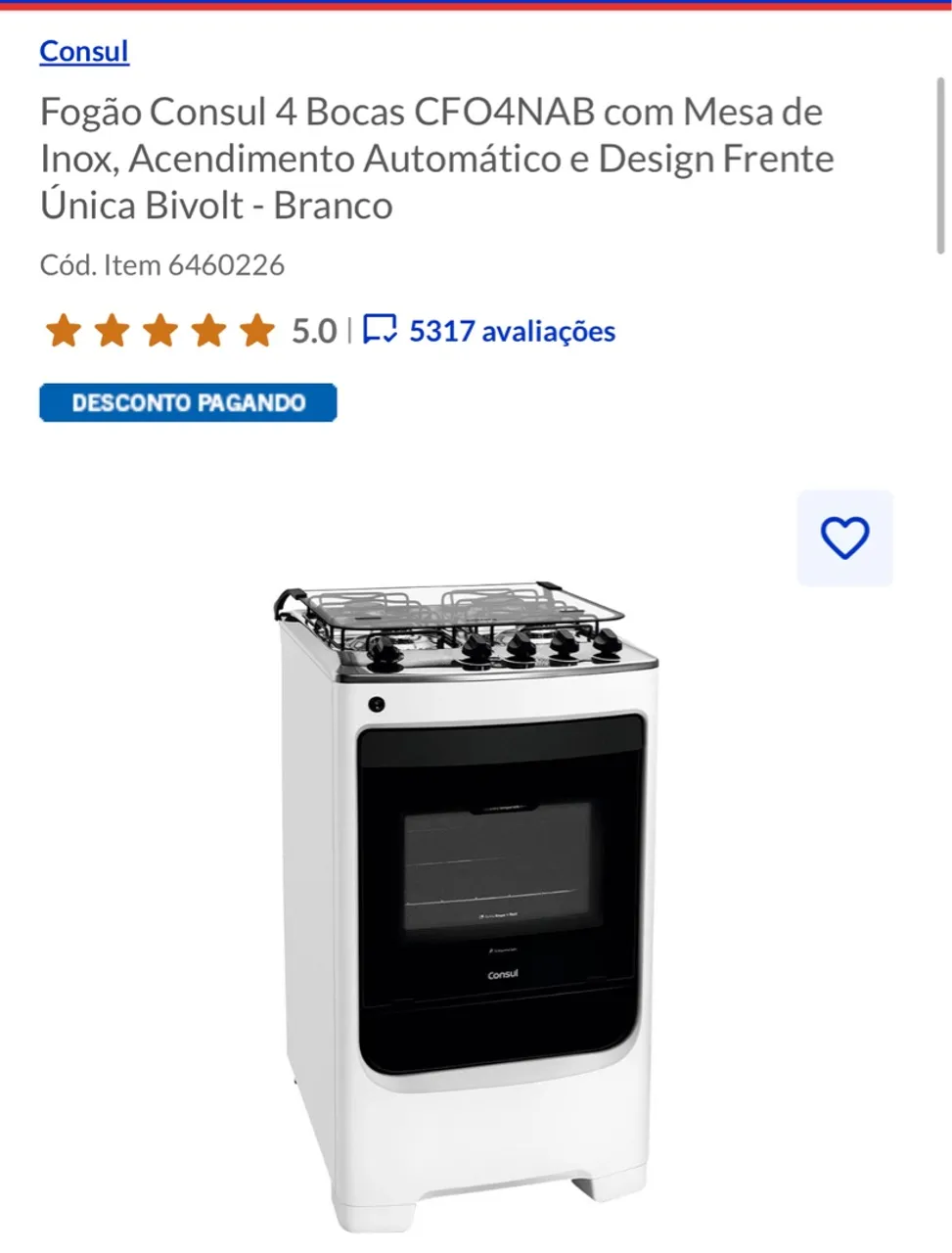 Fogão Consul 4 Bocas CFO4NAB