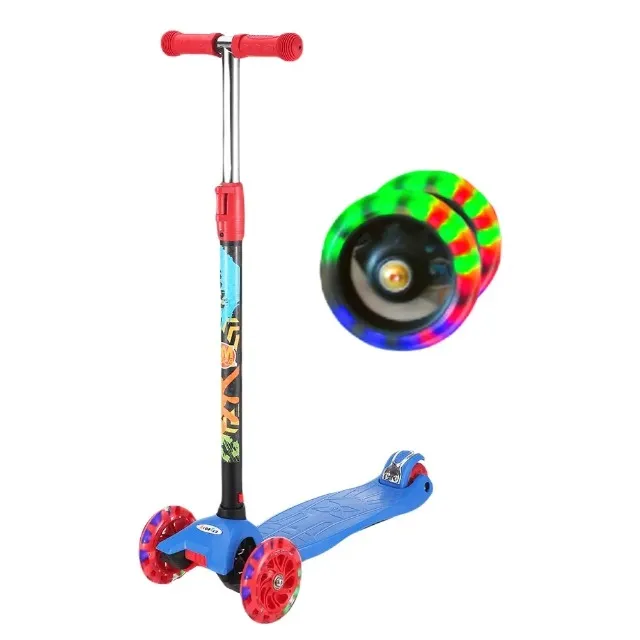 Patinete 4 Rodas Led Masculina Azul - Guidão Ajustavel