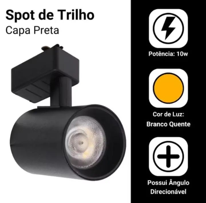 Spot de Trilho para Trilho com Capa Preta - 10W