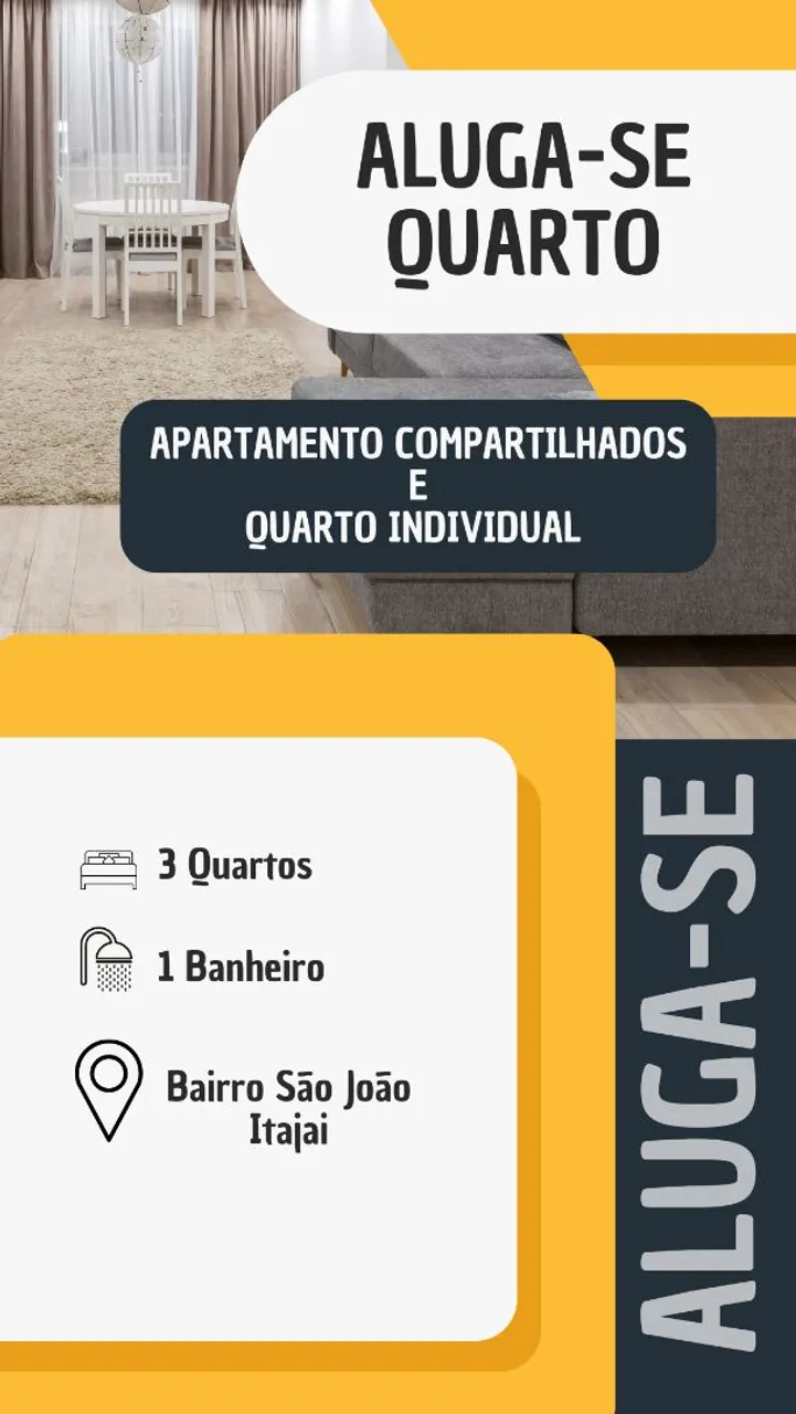 Alugo 1 quarto sem mobília 