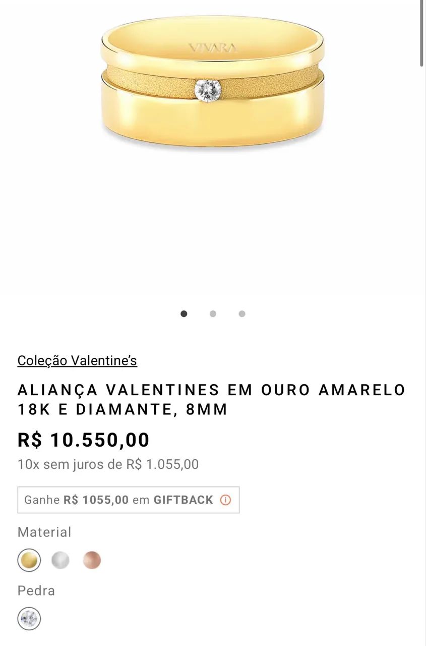 ALIANÇA VALENTINES EM OURO AMARELO 18K E DIAMANTE, 8MM