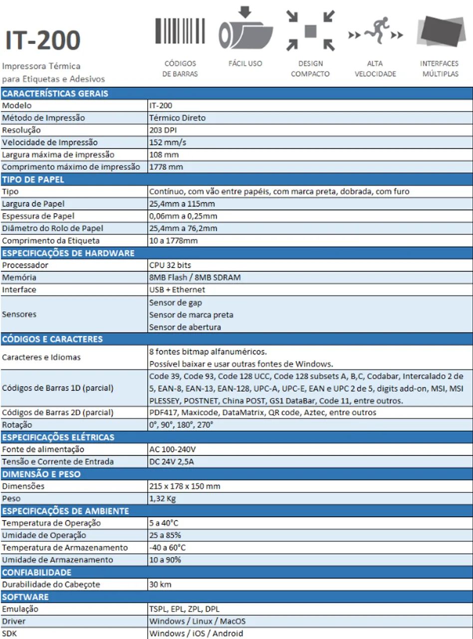 Impressora térmica (nova) p/ etiqueta it-200 C3tech (USB e Ethernet) - Foto 3