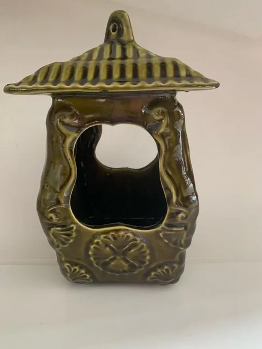 Vaso decorativo / Cachepô  suspenso de porcelana esmaltada - vintage     - Foto 3