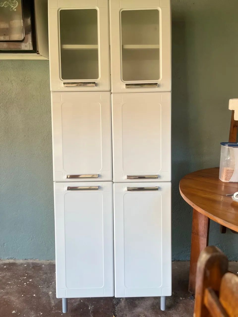 Armário de cozinha branco com vidro - Foto 3