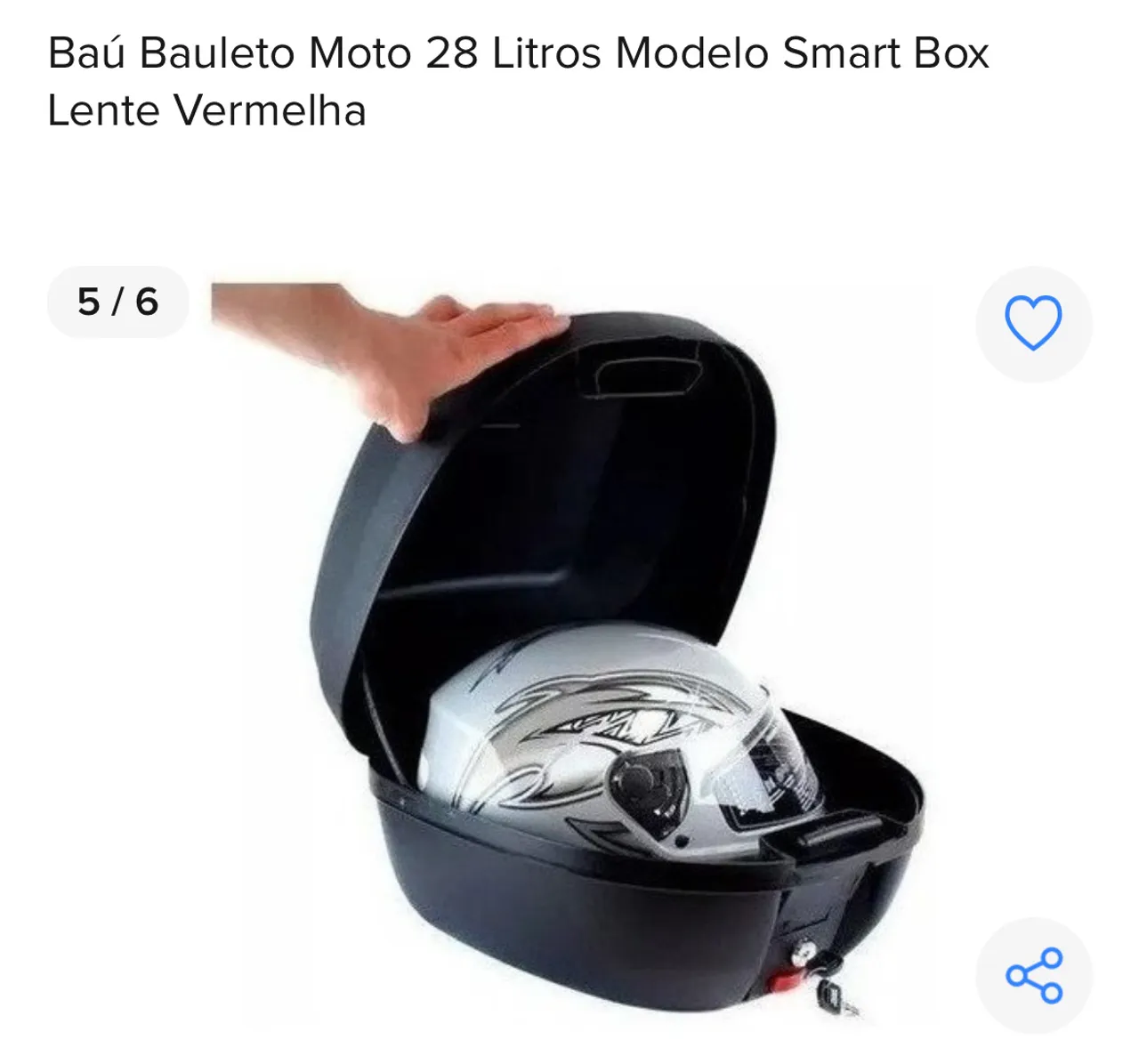 Baú Bauleto Moto 28 Litros Smart Box com Lente Vermelha