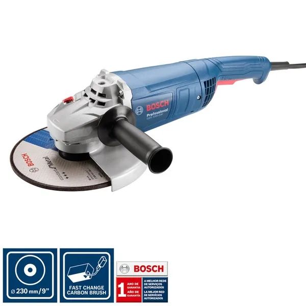 Esmerilhadeira Angular Bosch GWS 2200-230 VULCANO Elétrica 9" 2200W 220V - Foto 2