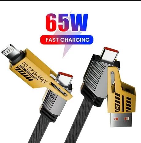 Cabo Turbo Tipo C 65w - USB + LIGHTNING Iphone Cabo 4 em 1 z1327