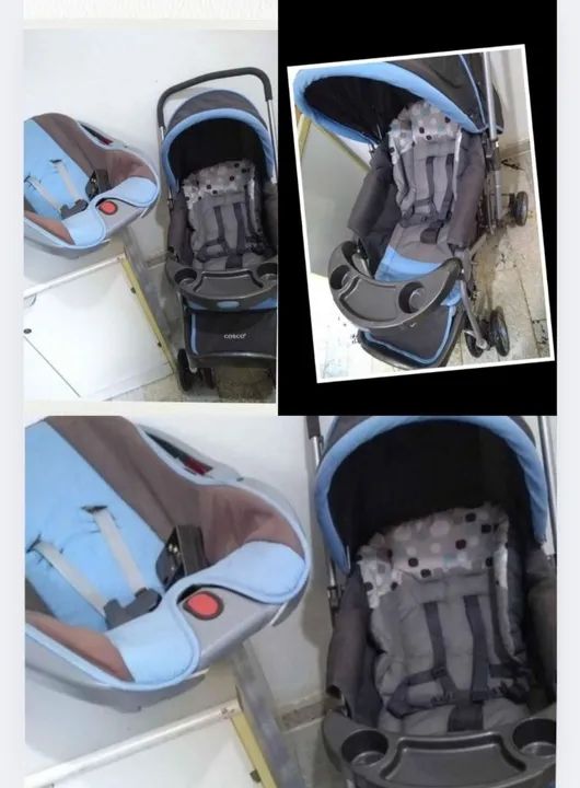 Carrinho de bebê com bebê conforto