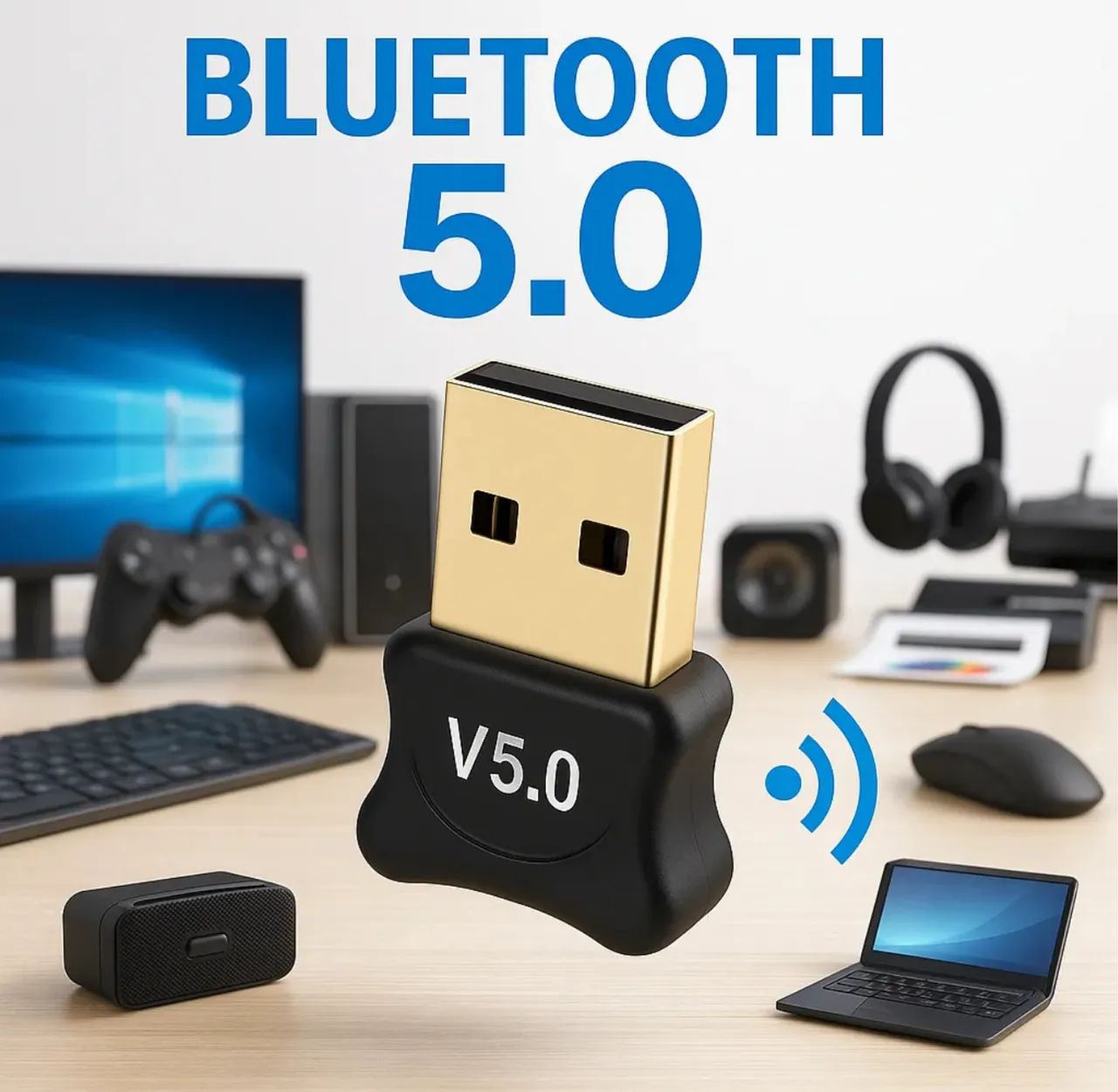 Adaptador Bluetooth Conector Pc Dongle Usb Fone Ouvido 5.0 - Foto 2