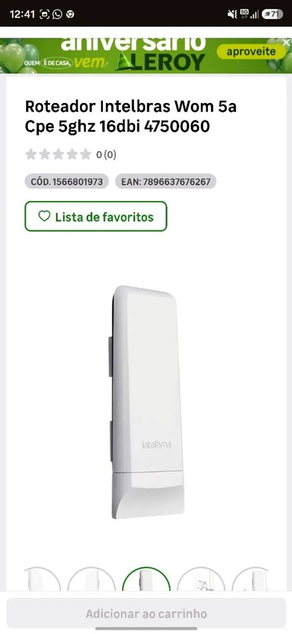 Antena Intelbrás Won 5000 5.8ghz 12 Dbi Completa Com Poe - Foto 3