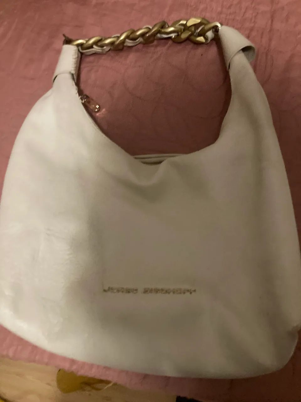Bolsa Jorge Bischoff Original - Couro Branco com Alça de Corrente Dourada - Foto 2