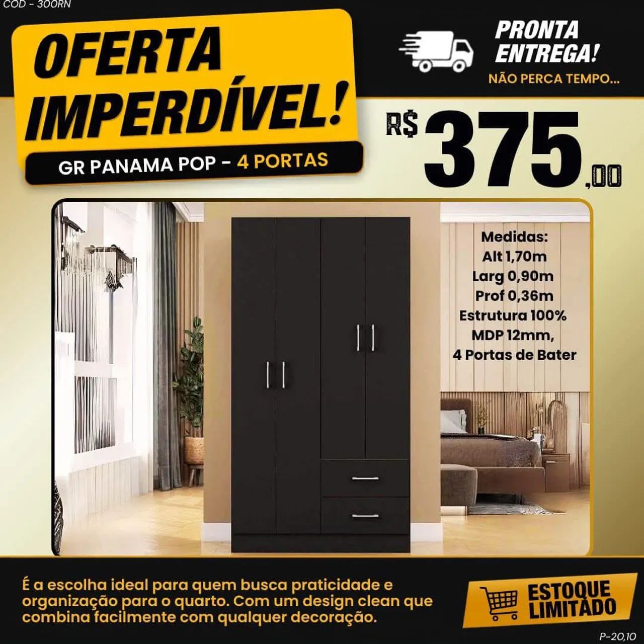 Guarda Roupa Panamá Pop - 4 Portas
