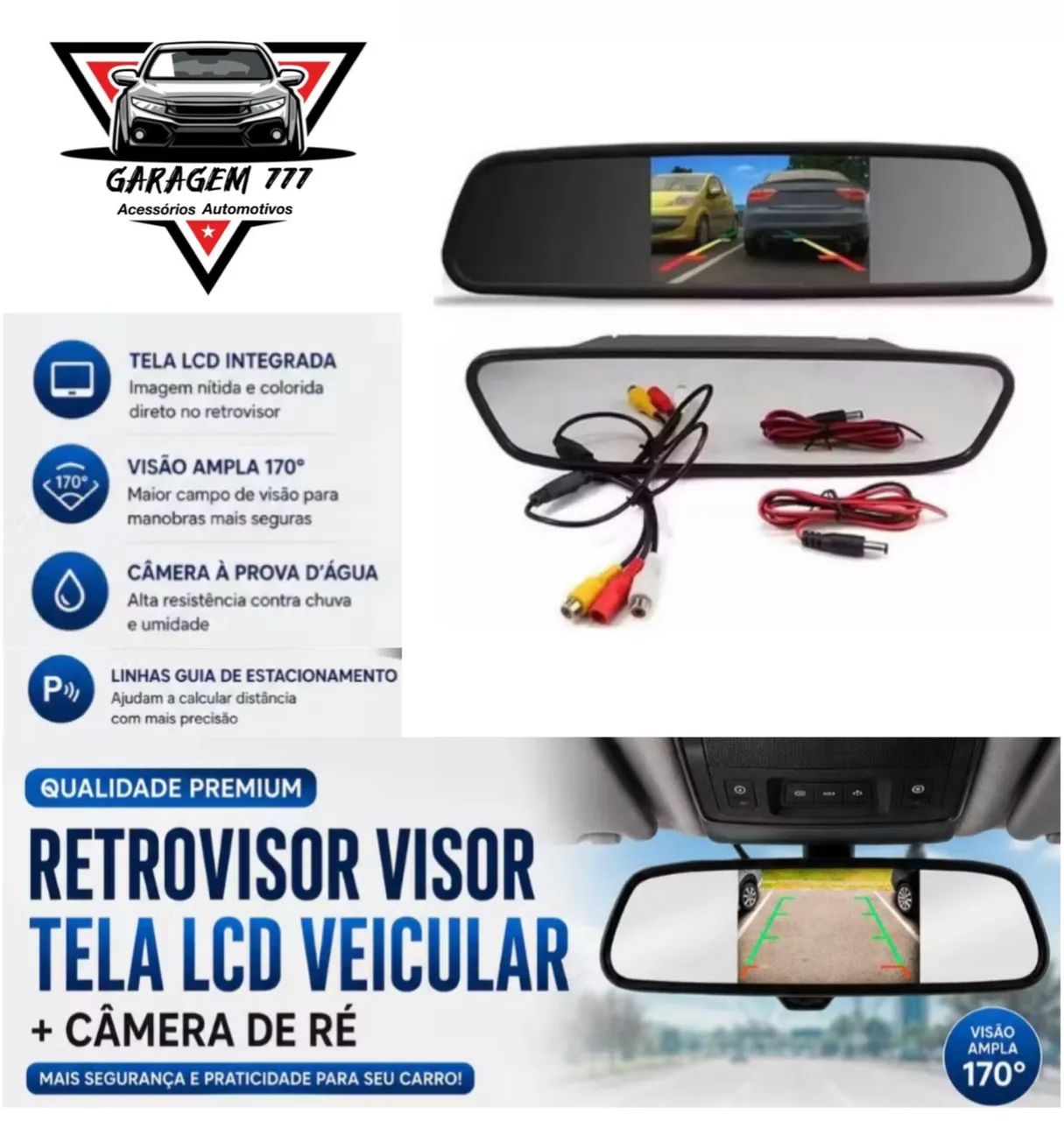 Retrovisor com câmera Ré