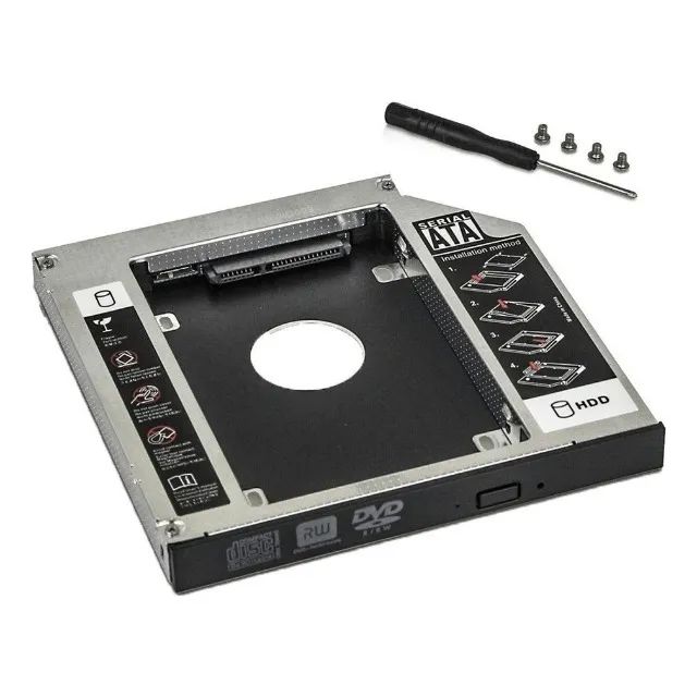 case caddy adaptador gaveta hd ssd notebook sata 12.7mm
