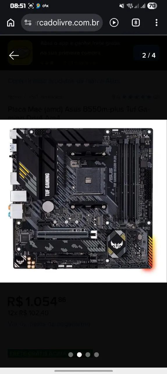 Placa Mãe ASUS TUF Gaming B550M- - Foto 2