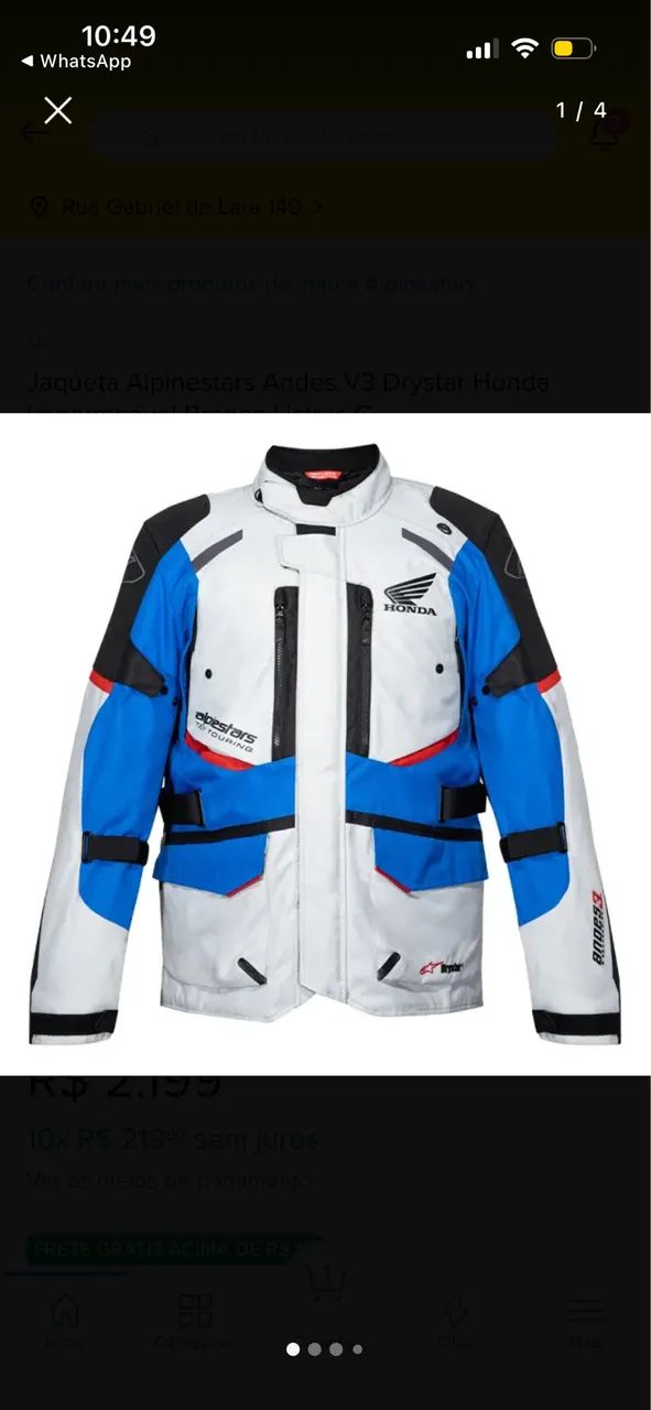 Jaqueta Alpinestars Andes V3 Drystar Honda 2XL - Roupas - Vila