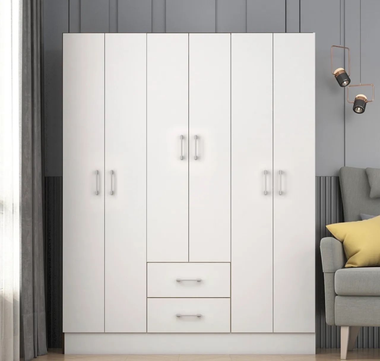 Guarda-Roupa 6 Portas Valença 1,34 m Branco