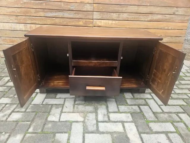 Rack Madeira Pintado Cor Imbuia - Foto 4