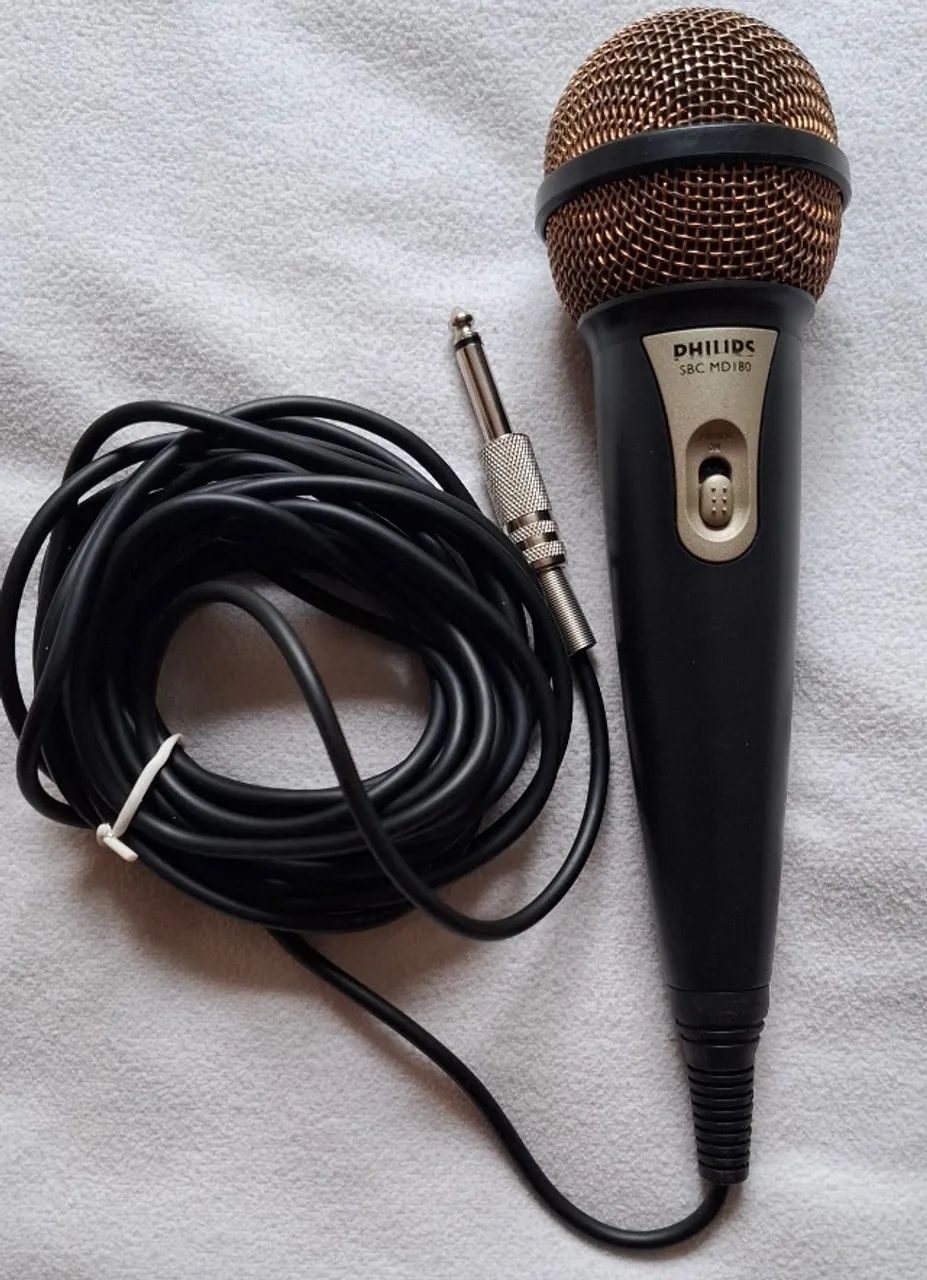 Microfone Philips, modelo sbc md 180, mono, botão power on-off, cabo de 5 metro - Foto 5