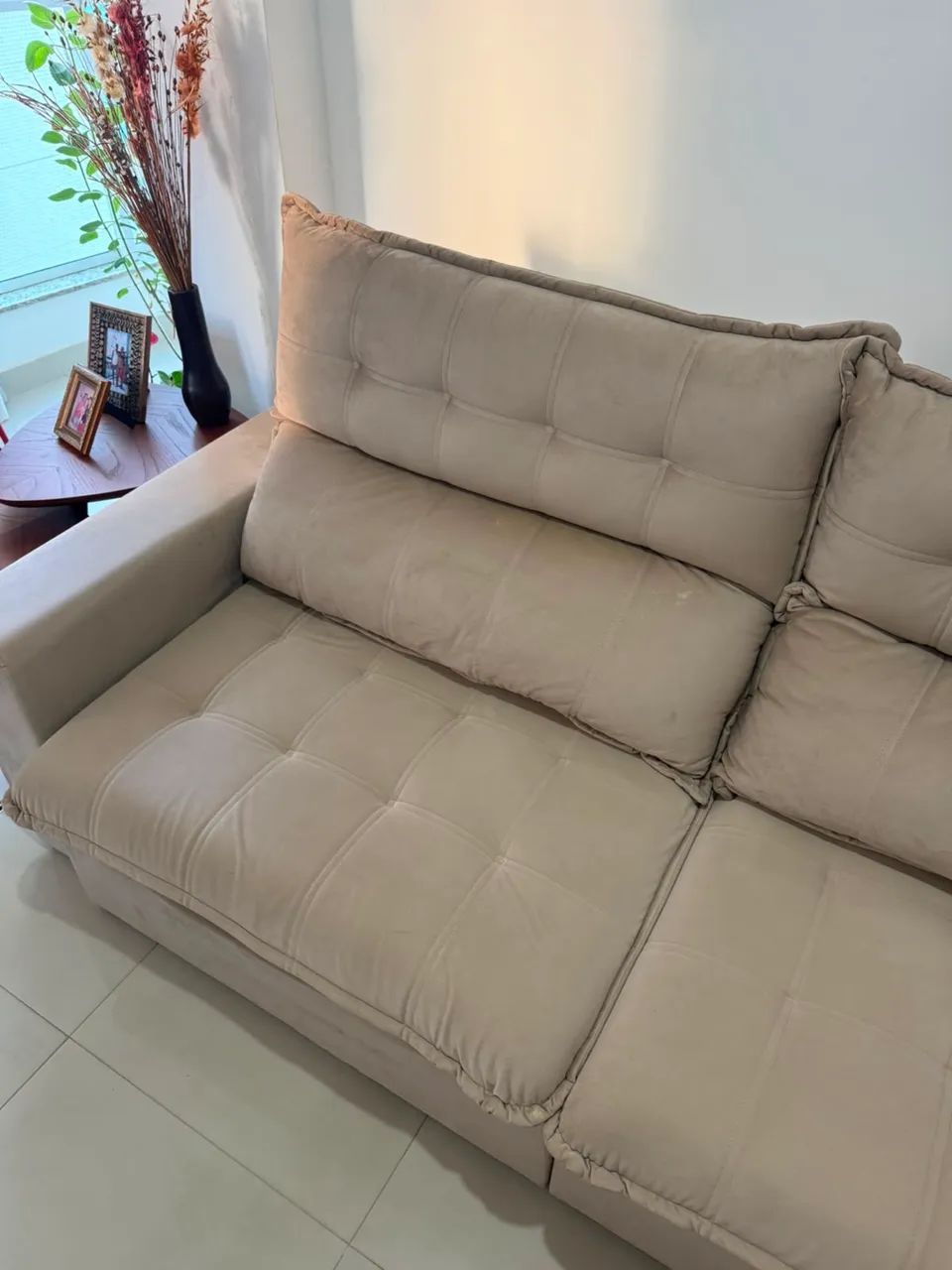 Sofá-cama grande bege - 2,40m - Ótimo estado (Vila Velha) - Foto 4