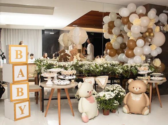 Decoração para chá de bebê  com ursinho e balões.  - Foto 3