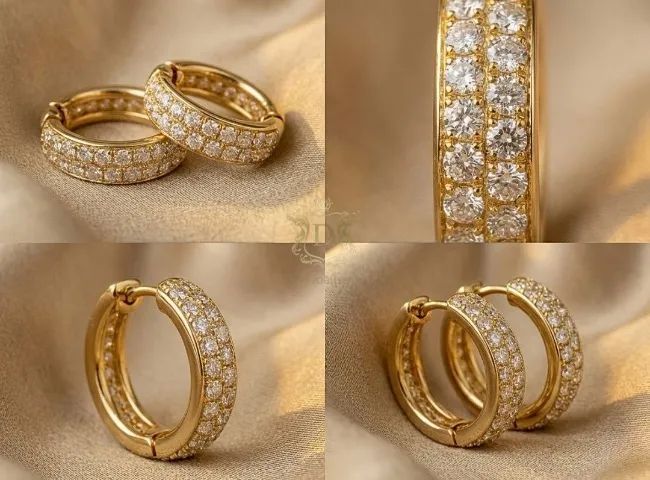 Par de Argolas Pavê Diamond em Ouro 18k 750 - Foto 2