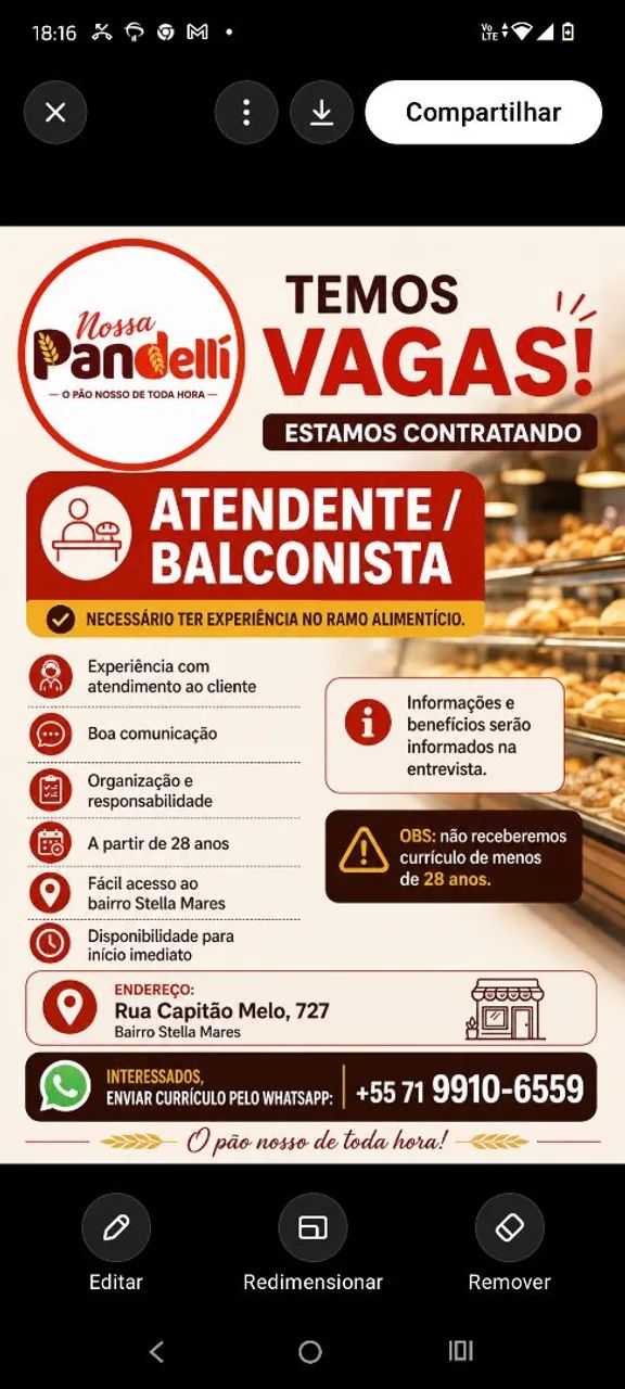 Contratação imediata 