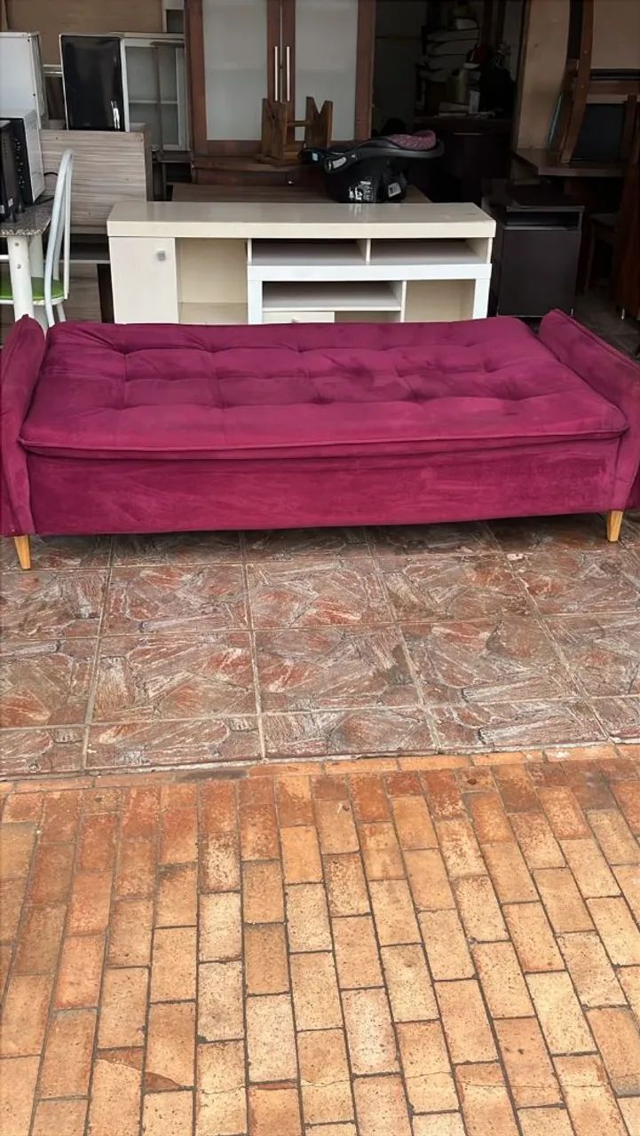 Sofá cama reclinável, cor vinho  - Foto 4